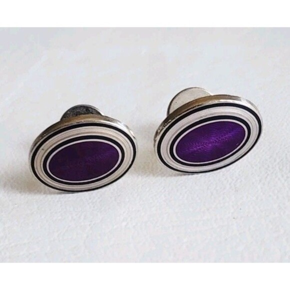 Cufflinks Genuine Charles Tyrwhitt Blue Enameled Silver-Plated Square Made in UK - Picture 2 of 6